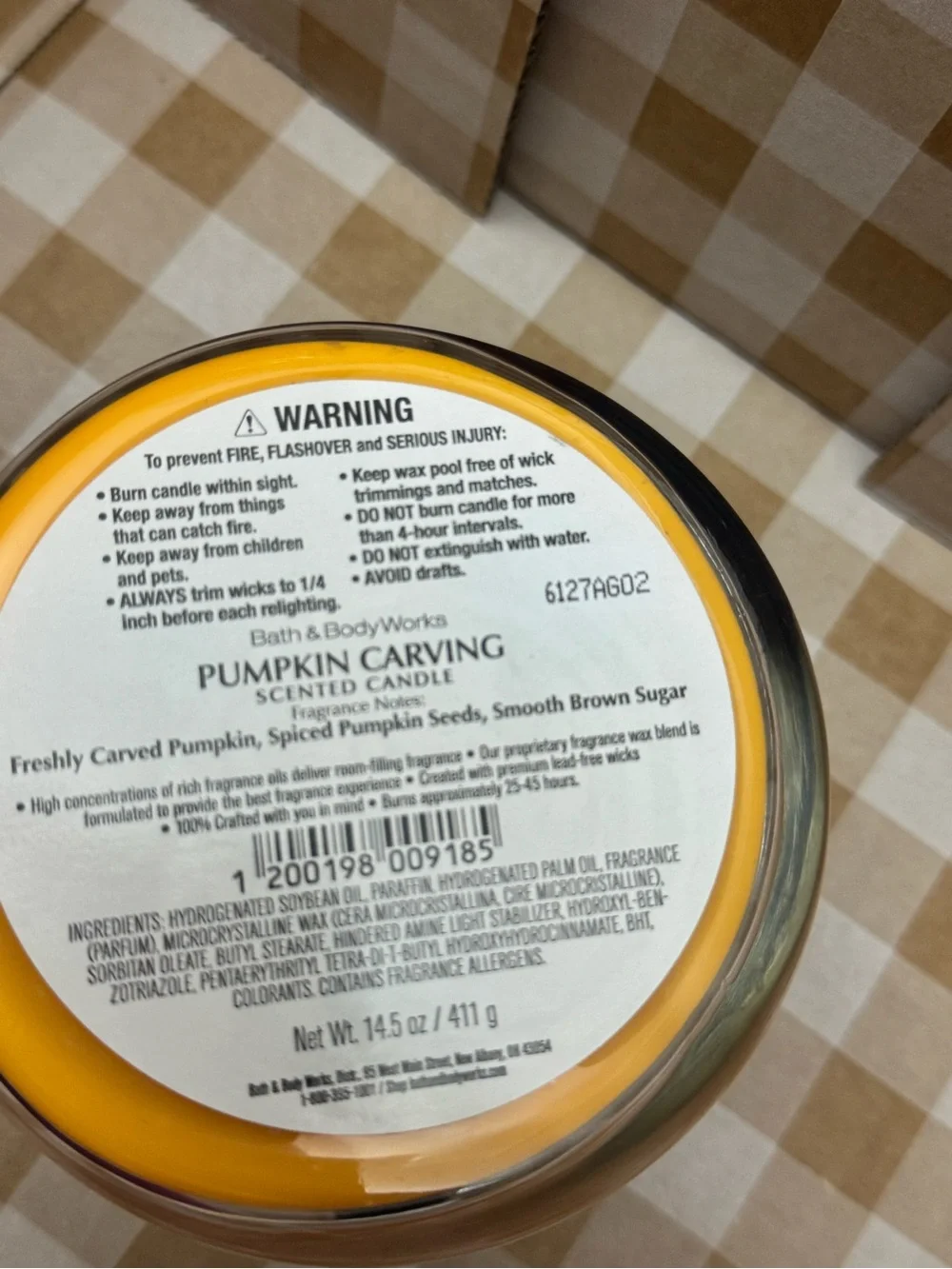 NEW B&BW Pumpkin Carving 3 wick candle